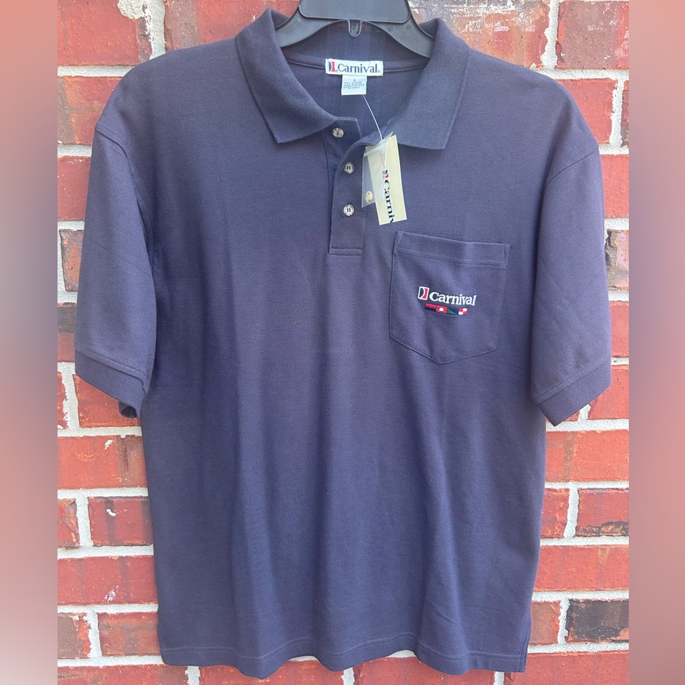 NWT Carnival Cruise Lines Men’s Navy Blue Cotton Small Golf Polo Shirt B-6